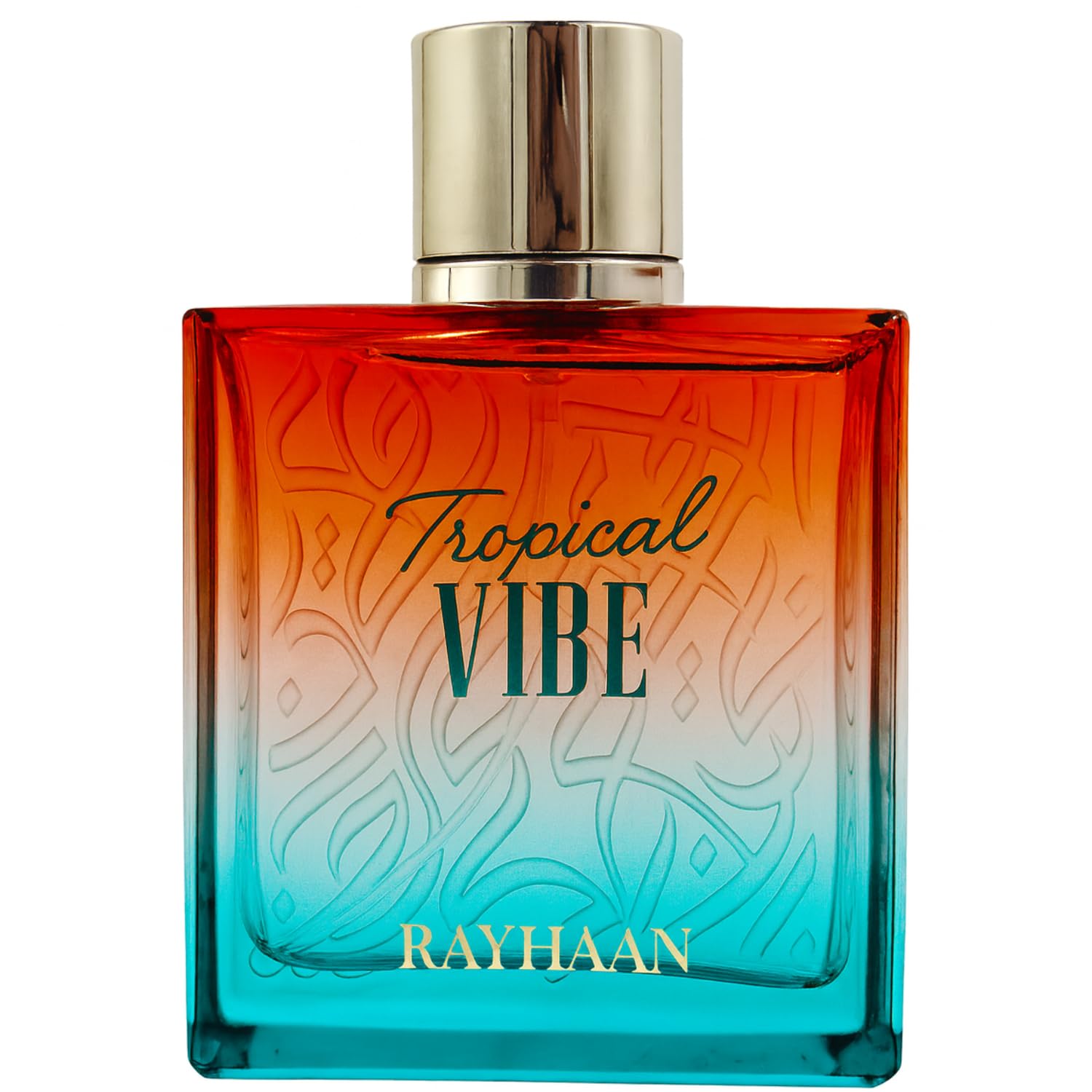 Rayhaan Tropical Vibe perfume bottle on a white  background