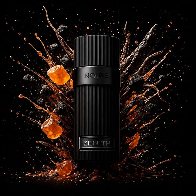 french avenue zenith noire bottle with amber and black background
